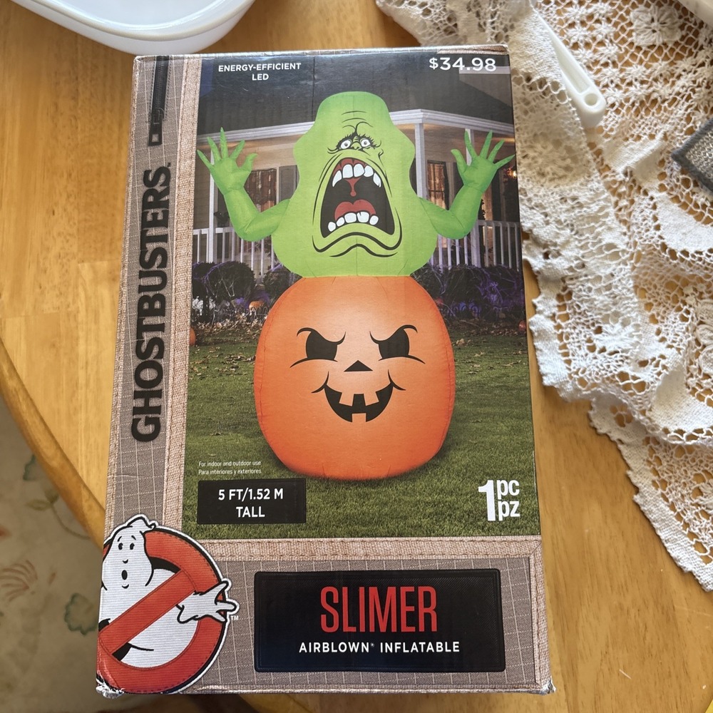 Gemmy Ghostbusters 5ft SLIMER GHOST! Halloween Airblown Lawn Inflatable! NEW